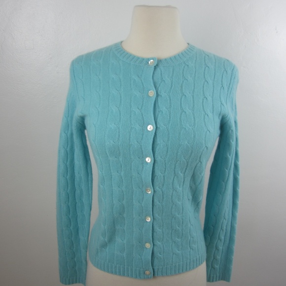 Lord Taylor Turquoise Cashmere Cardigan 